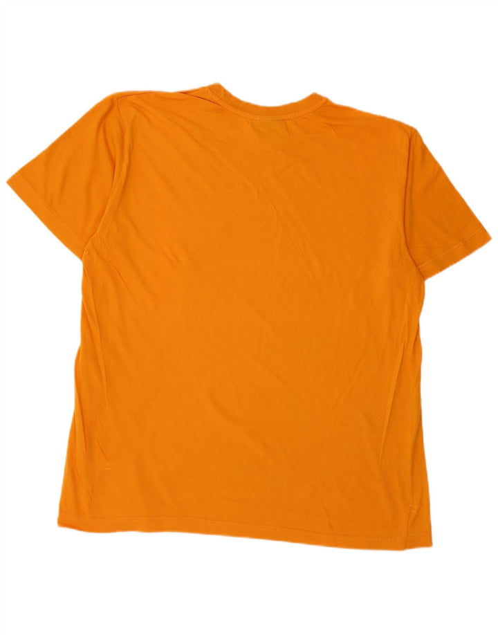 DIADORA Mens Graphic T-Shirt Top Large Orange Cotton