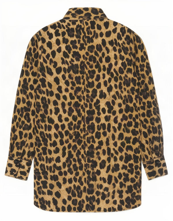 Zara Womens Long Sleeve Shift Dress UK 10 Small Brown Animal Print