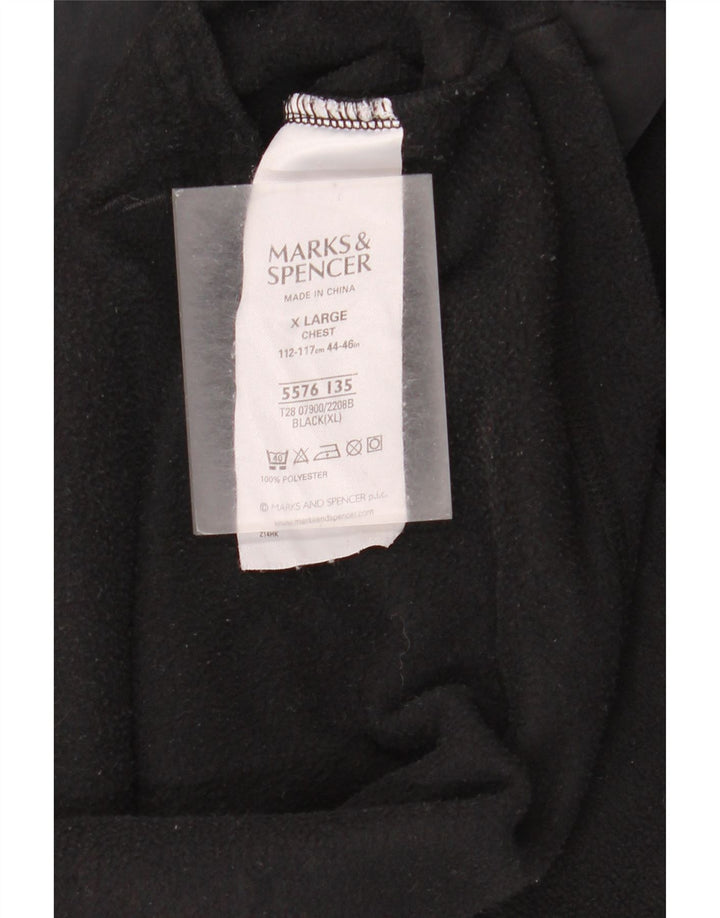 Marks & Spencer Mens Fleece Jacket UK 42 XL Black Colourblock Polyester