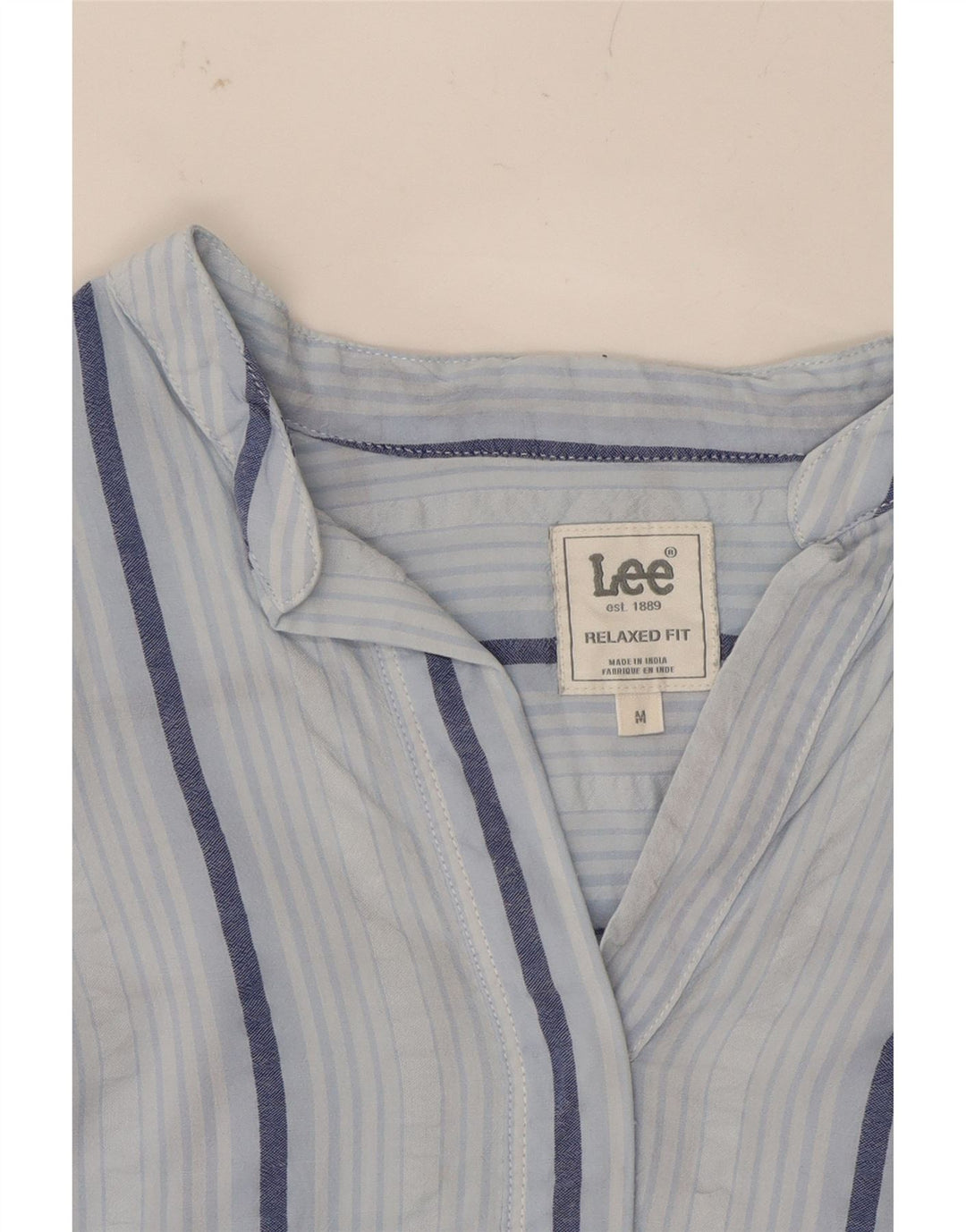 LEE Womens Relaxed Fit 3/4 Sleeve Blouse Top UK 14 Medium Blue Striped Vintage Lee and Second-Hand Lee from Messina Hembry 