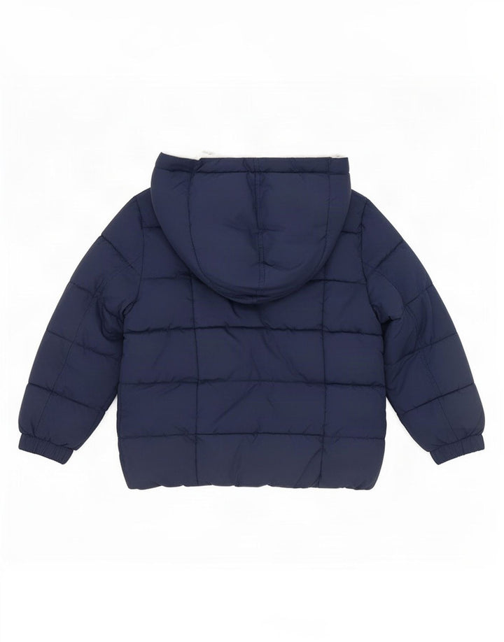 Benetton Boys Hooded Padded Jacket 2-3 Years Navy Blue Polyester