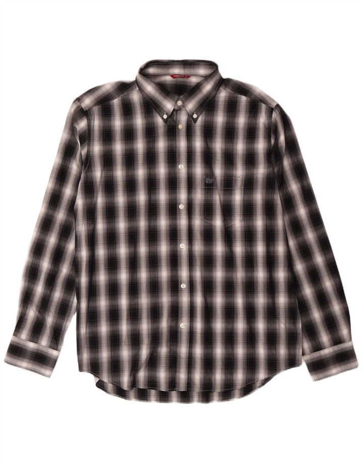 Carrera Mens Flannel Shirt XL Black Check Cotton