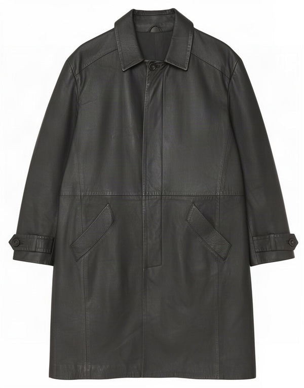 Vintage Mens Leather Coat UK 42 XL Black