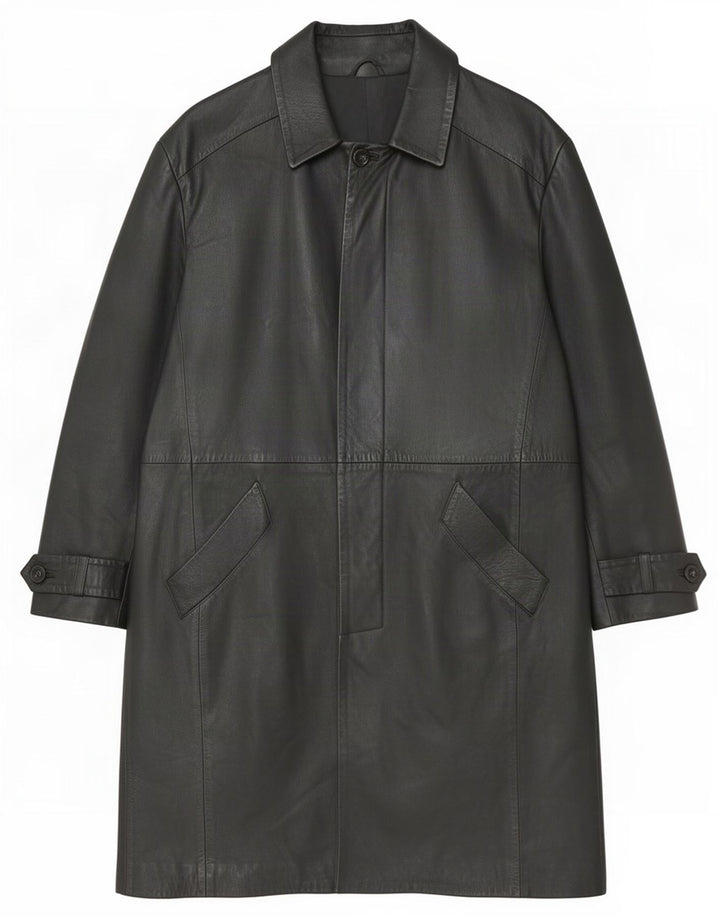 Vintage Mens Leather Coat UK 42 XL Black
