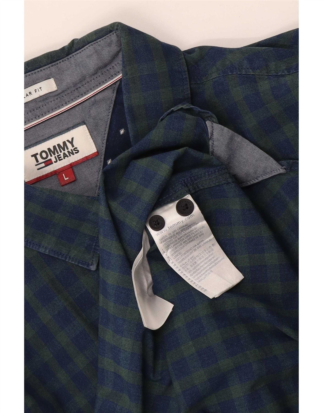 Tommy Hilfiger Mens Regular Fit Shirt Large Blue Gingham Cotton