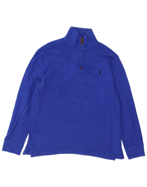 Polo Ralph Lauren Mens Zip Neck Jumper Sweater Medium Blue