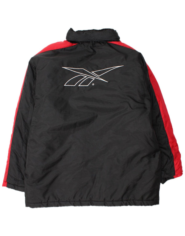 Reebok Mens Graphic Hooded Padded Jacket UK 44 2XL Black Colourblock Nylon
