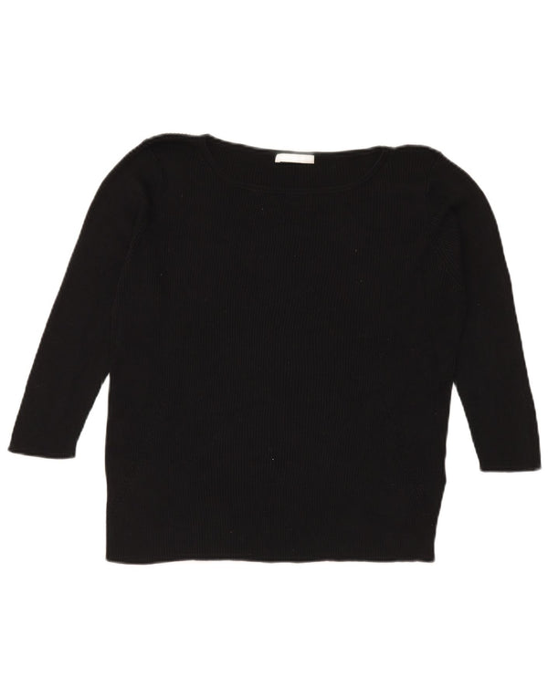 Marks & Spencer Womens Top 3/4 Sleeve UK 18 XL Black Silk