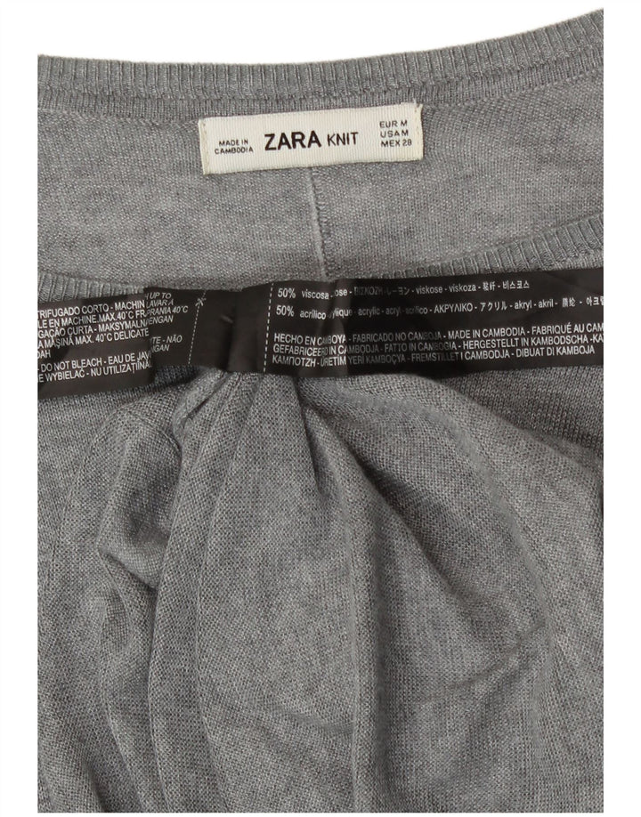 Zara Womens Boat Neck Jumper Sweater UK 14 Medium Grey Viscose