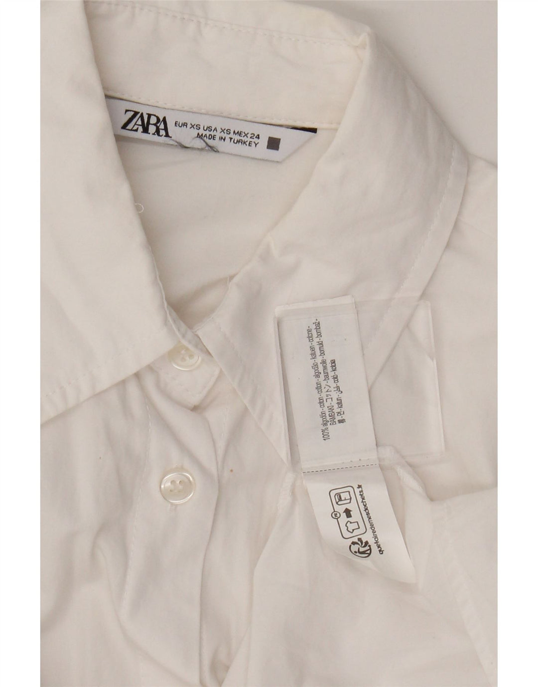 Zara Womens Oversized Shirt UK 6 XS White Cotton