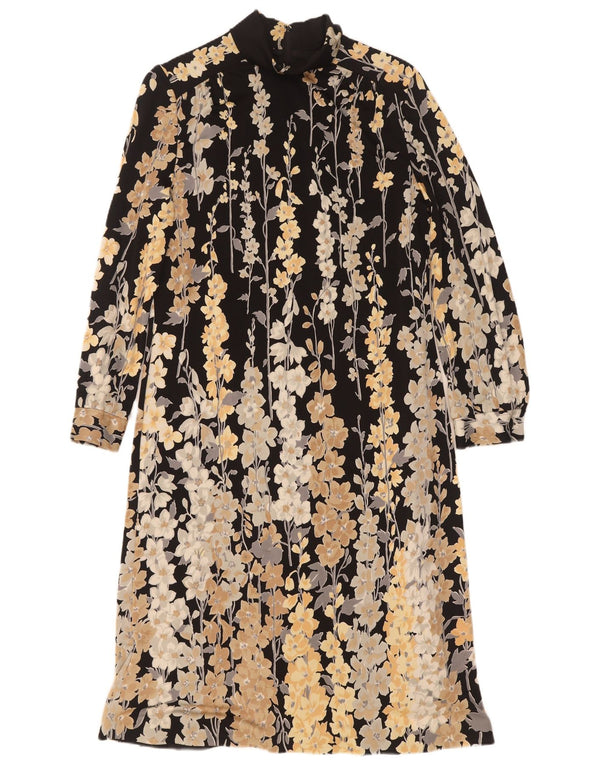 Kio Jersey Womens Long Sleeve Maxi Dress EU 38 Medium Black Floral