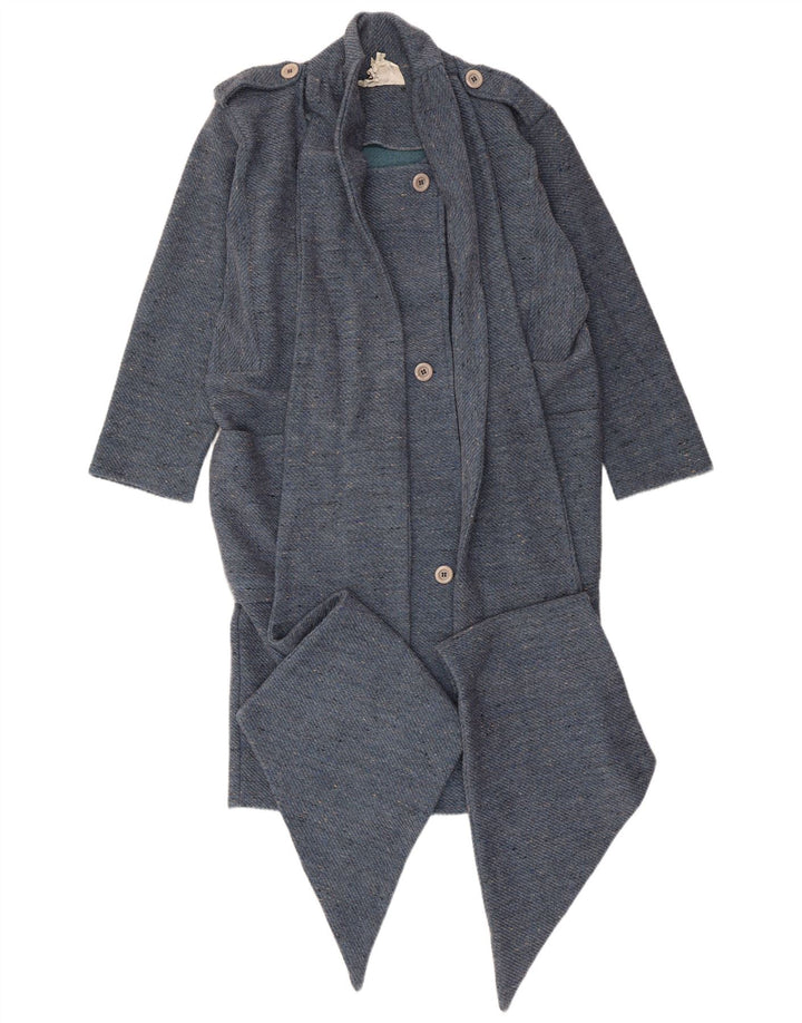 VINTAGE Womens Military Oversized Overcoat UK 10 Smal Blue Flecked