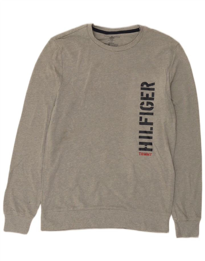 TOMMY HILFIGER Mens Graphic Sweatshirt Jumper Small Grey Cotton
