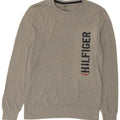 TOMMY HILFIGER Mens Graphic Sweatshirt Jumper Small Grey Cotton