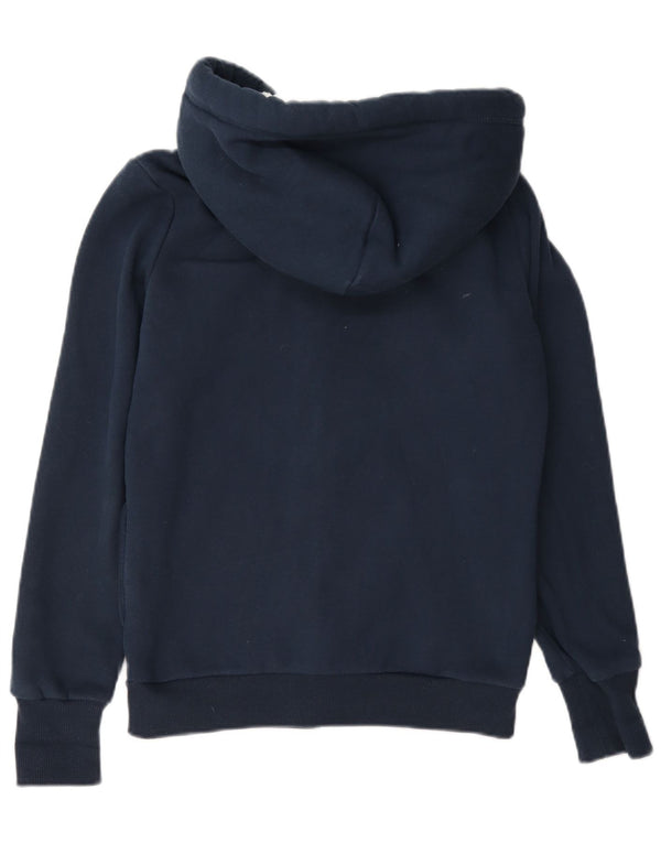 Superdry Womens Graphic Zip Hoodie Sweater UK 14 Medium Navy Blue Cotton