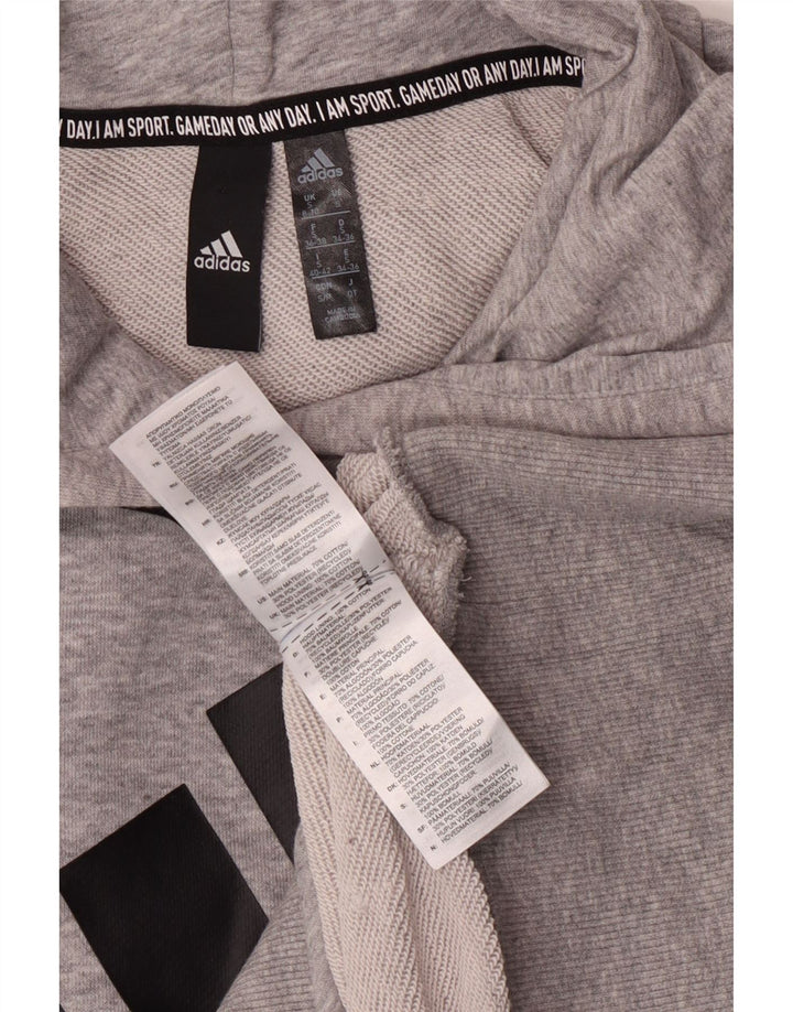 Adidas Womens Graphic Sweatshirt Jumper UK 8/10 Small Grey Flecked