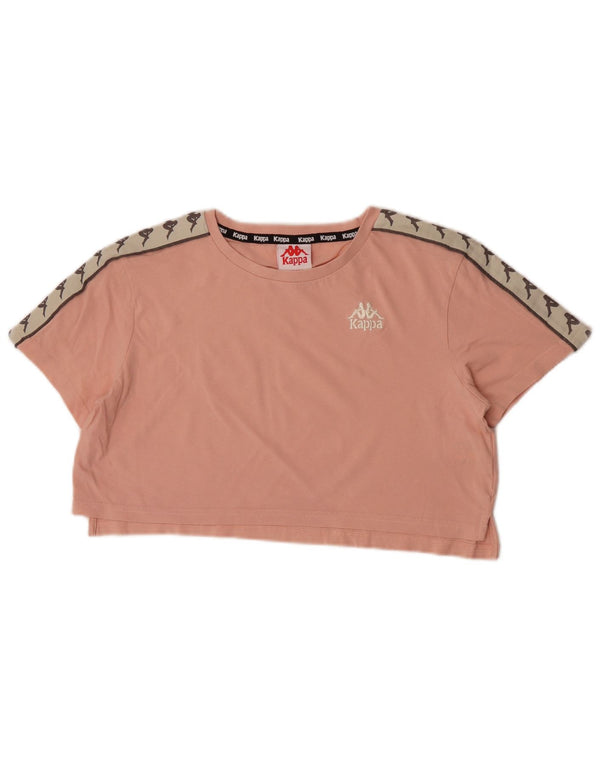 Kappa Womens Crop Oversized Graphic T-Shirt Top UK 6 XS Pink Colourblock