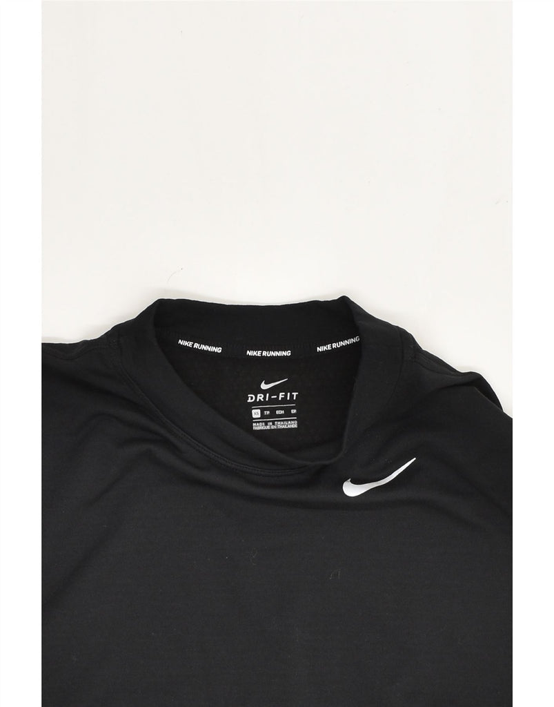 NIKE Womens Top Long Sleeve UK 6 XS Black Colourblock Polyester | Vintage Nike | Thrift | Second-Hand Nike | Used Clothing | Messina Hembry 