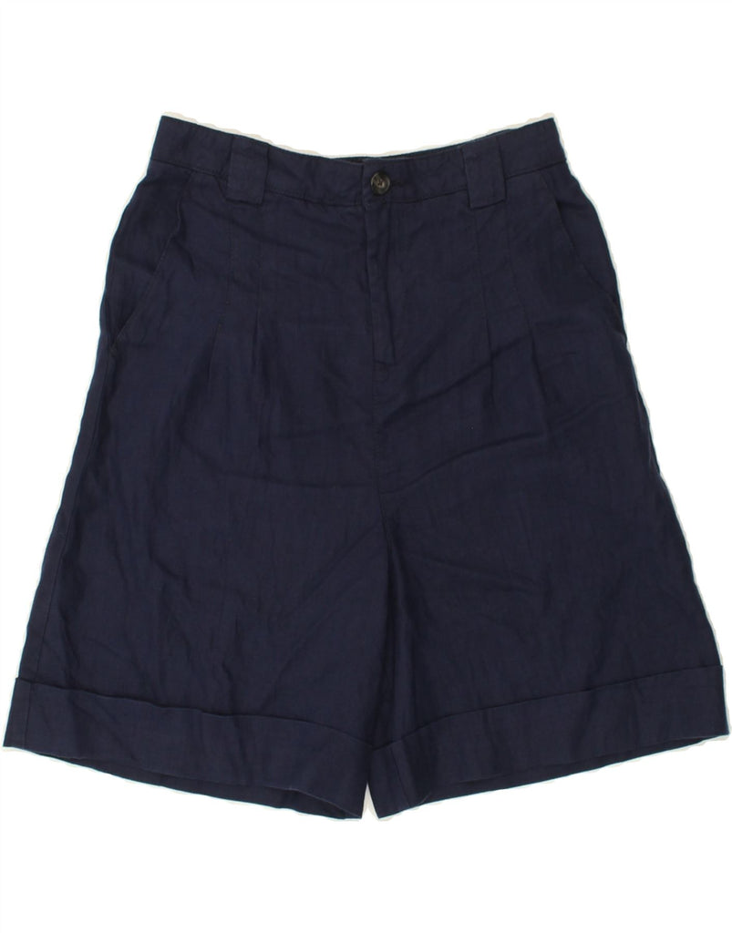 BENETTON Womens Pegged Chino Shorts UK 6 XS W26 Navy Blue Linen | Vintage Benetton | Thrift | Second-Hand Benetton | Used Clothing | Messina Hembry 