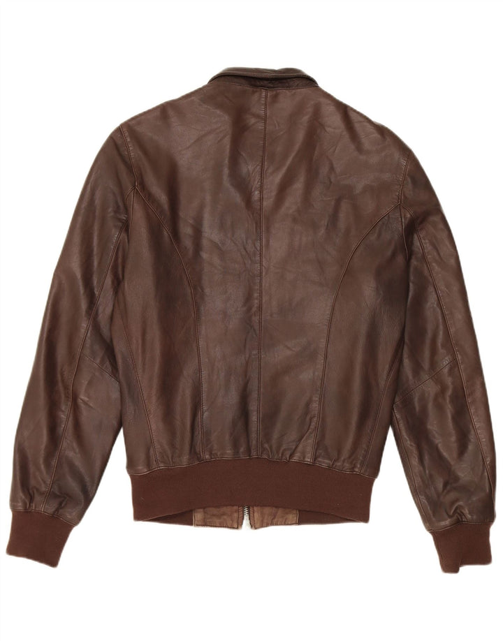 Vintage Womens Leather Jacket IT 48 XL Brown