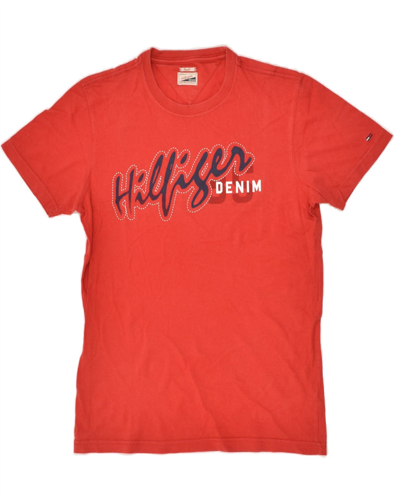 TOMMY HILFIGER Mens Graphic T-Shirt Top Small Red Cotton | Vintage Tommy Hilfiger | Thrift | Second-Hand Tommy Hilfiger | Used Clothing | Messina Hembry 