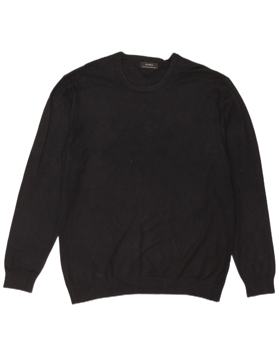 ZARA Womens Crew Neck Jumper Sweater UK 16 Large Black