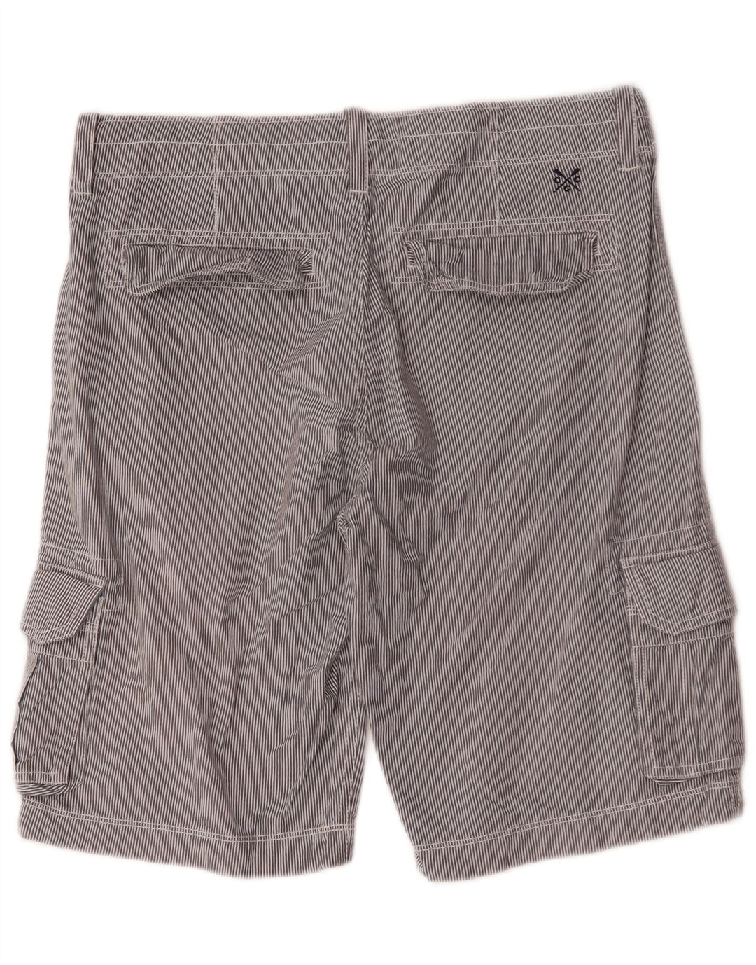 Crew Clothing Mens Cargo Shorts Small W29 Grey Pinstripe Cotton
