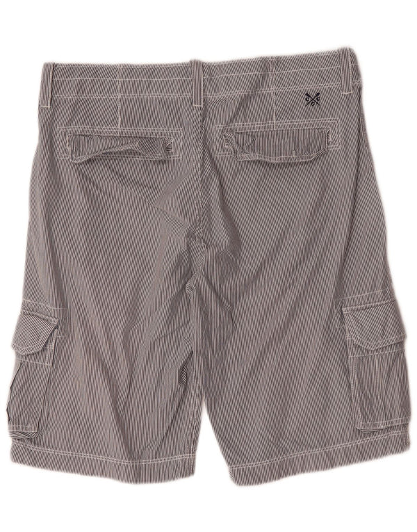 Crew Clothing Mens Cargo Shorts Small W29 Grey Pinstripe Cotton