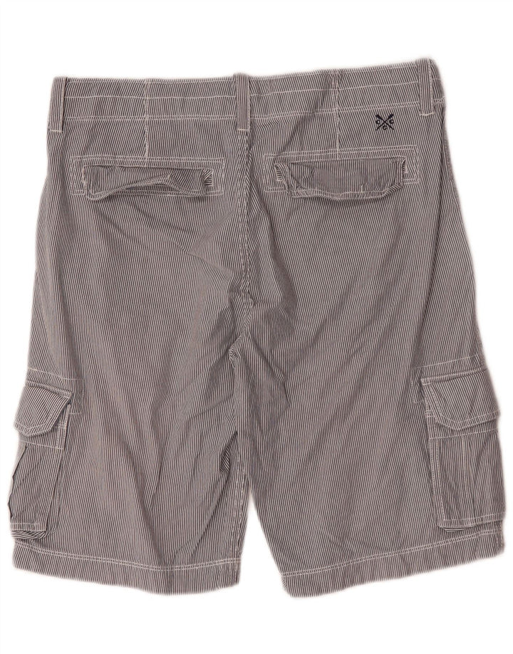 Crew Clothing Mens Cargo Shorts Small W29 Grey Pinstripe Cotton