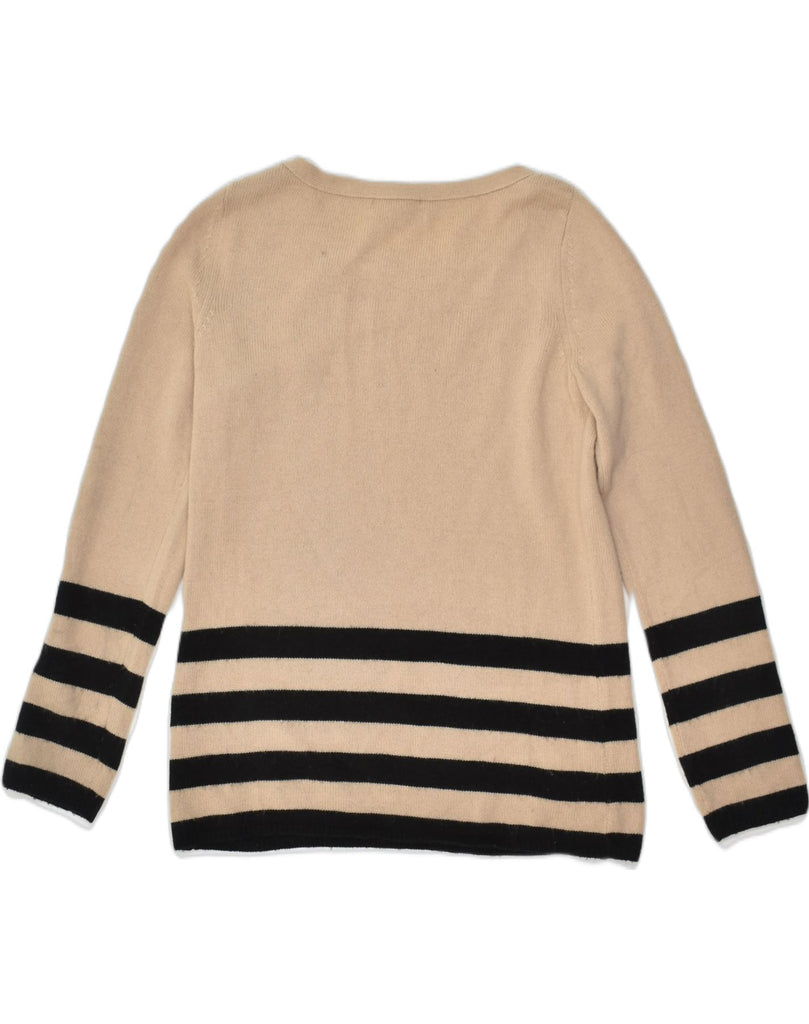 BANANA REPUBLIC Womens Crew Neck Jumper Sweater UK 14 Large Beige Striped | Vintage Banana Republic | Thrift | Second-Hand Banana Republic | Used Clothing | Messina Hembry 