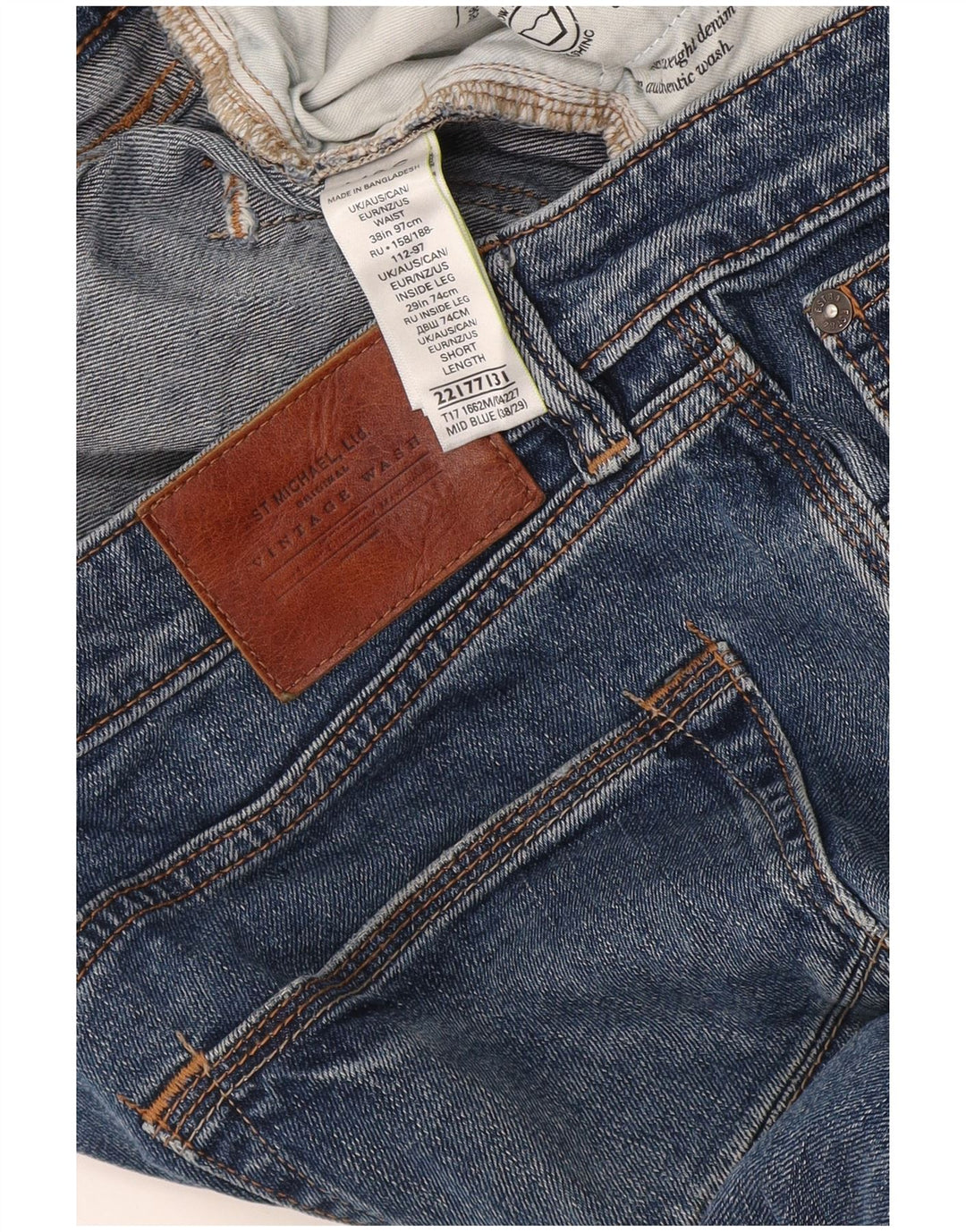 Marks & Spencer Mens Straight Jeans W38 L29 Blue Cotton