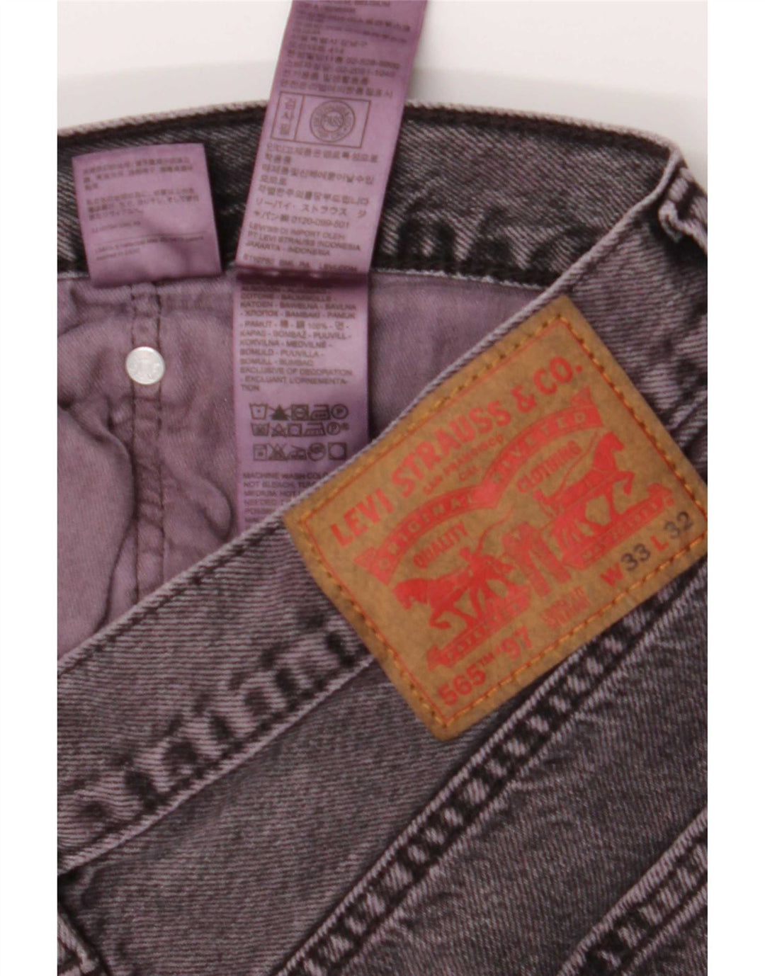 Levi's Mens 565 Straight Jeans W33 L32 Purple Cotton