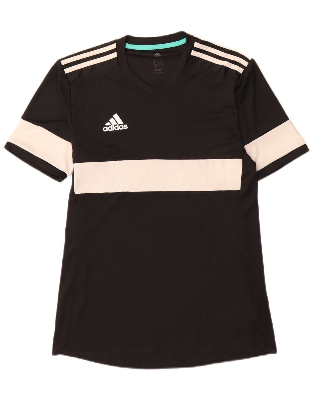 Adidas Mens Climalite T-Shirt Top Small Black Colourblock Polyester