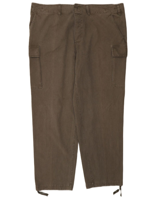 Vintage Mens Straight Cargo Trousers IT 60 5XL W52 L34 Khaki Cotton