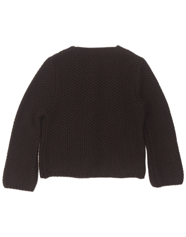Vintage Womens Open Cardigan Sweater UK 14 Medium Black Acrylic