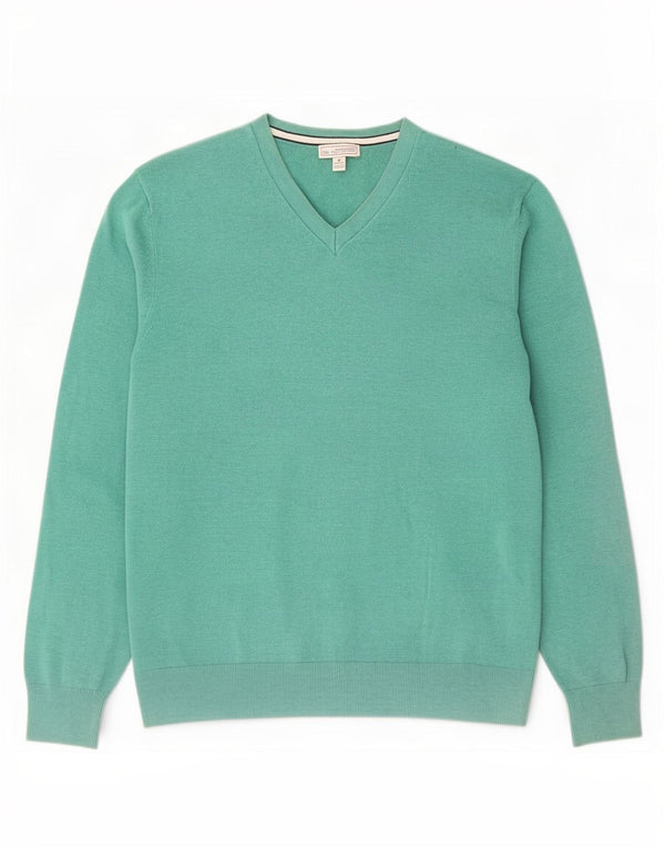 Gap Mens V-Neck Jumper Sweater Medium Green Cotton