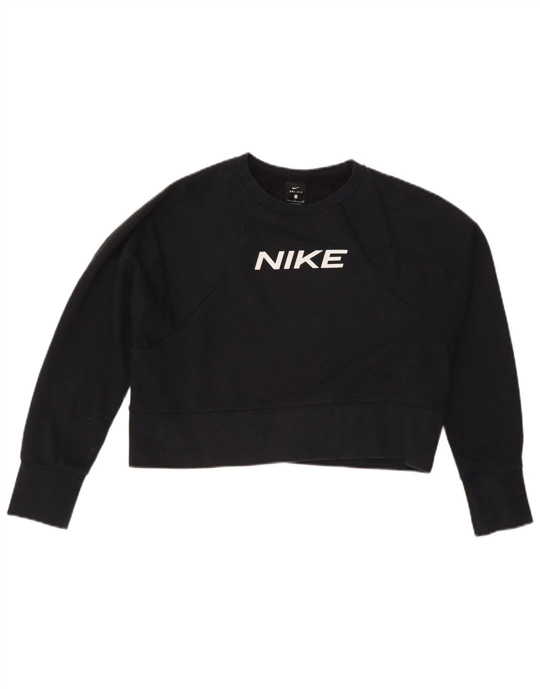 Nike Womens Crop Graphic Oversized Sweatshirt Jumper UK 10 Small Black
