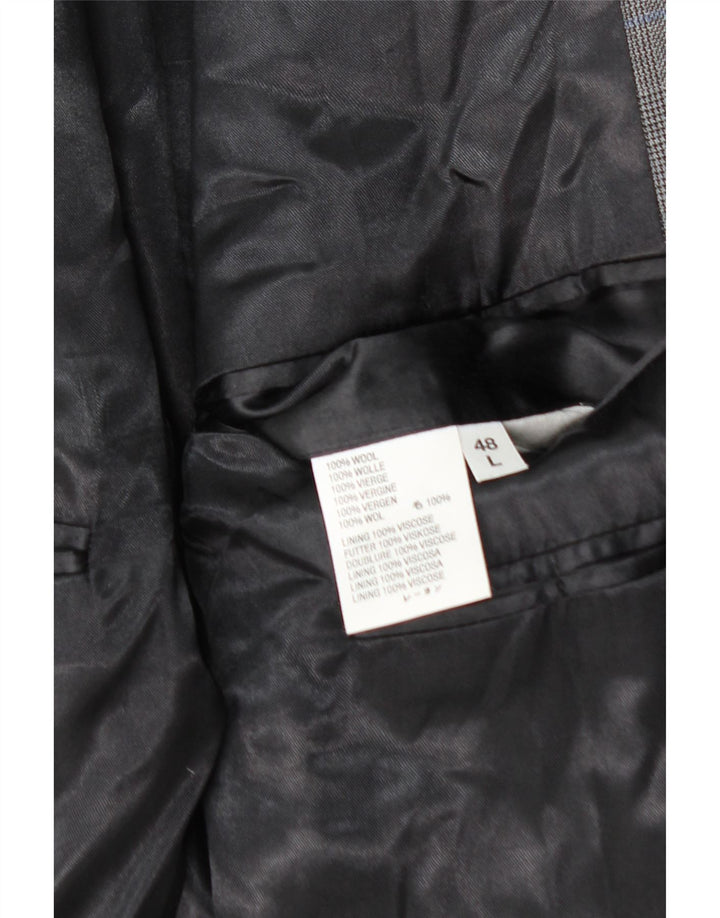 AQUASCUTUM Mens 3 Button Blazer Jacket UK 48 4XL Grey Check Wool