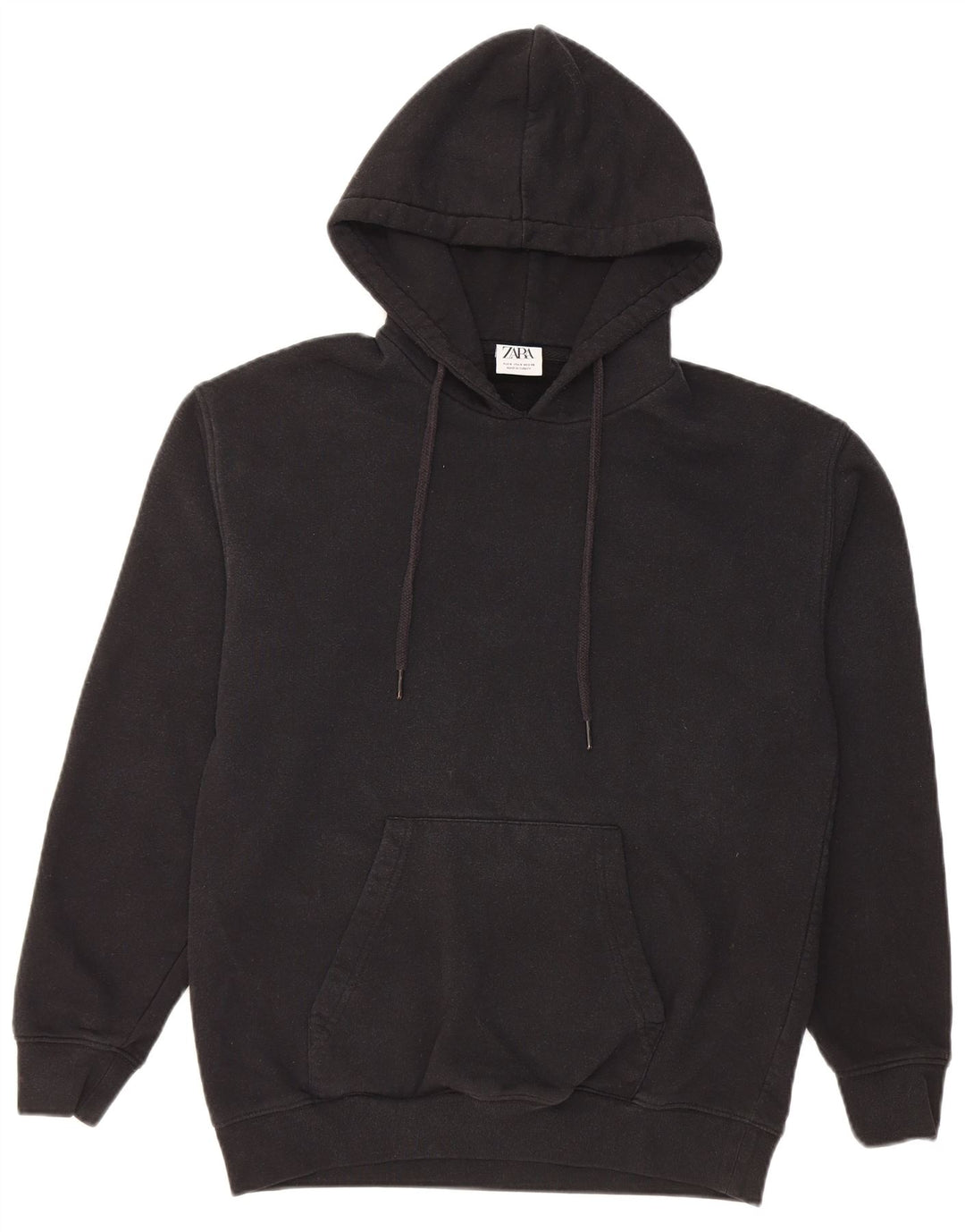 Zara Mens Hoodie Jumper Small Black Cotton