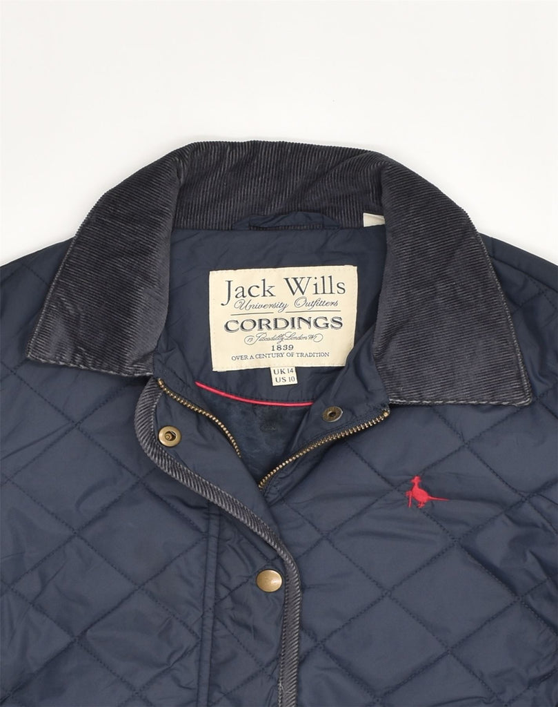 JACK WILLS Womens Quilted Jacket UK 14 Large Navy Blue Polyester | Vintage Jack Wills | Thrift | Second-Hand Jack Wills | Used Clothing | Messina Hembry 