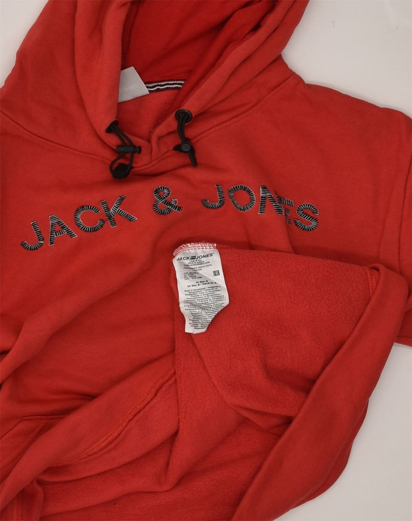 JACK & JONES Mens Graphic Hoodie Jumper Medium Red Cotton | Vintage Jack & Jones | Thrift | Second-Hand Jack & Jones | Used Clothing | Messina Hembry 