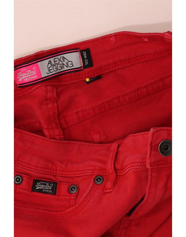 Superdry Womens Alexa Jegging Jeans W28 L32 Red Cotton