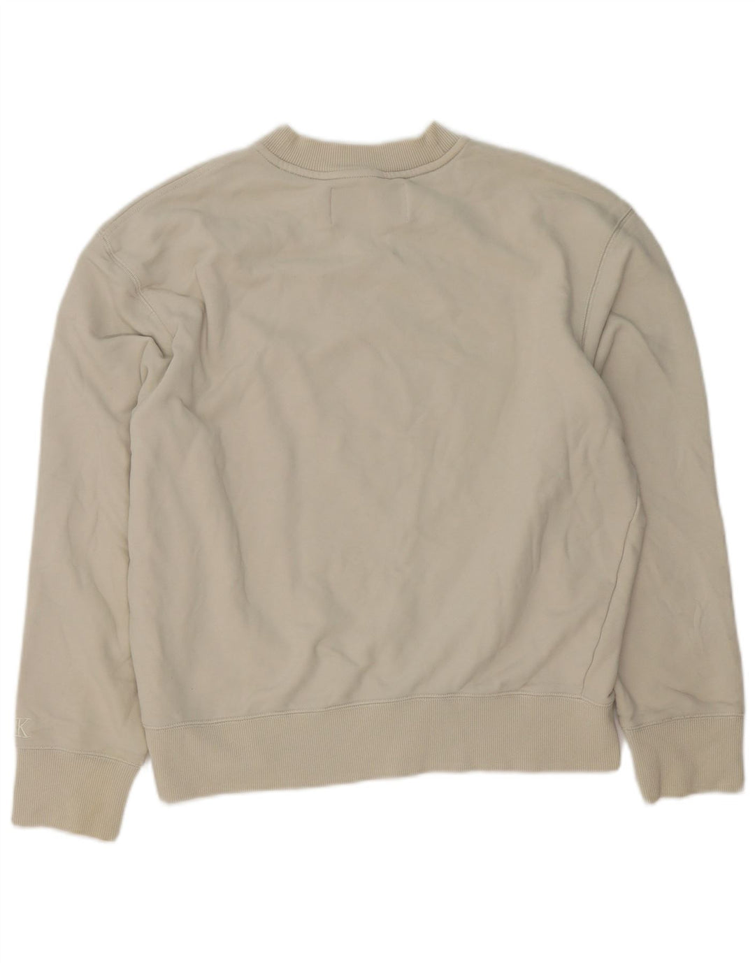 Calvin Klein Jeans Mens Graphic Sweatshirt Jumper Medium Off White Cotton