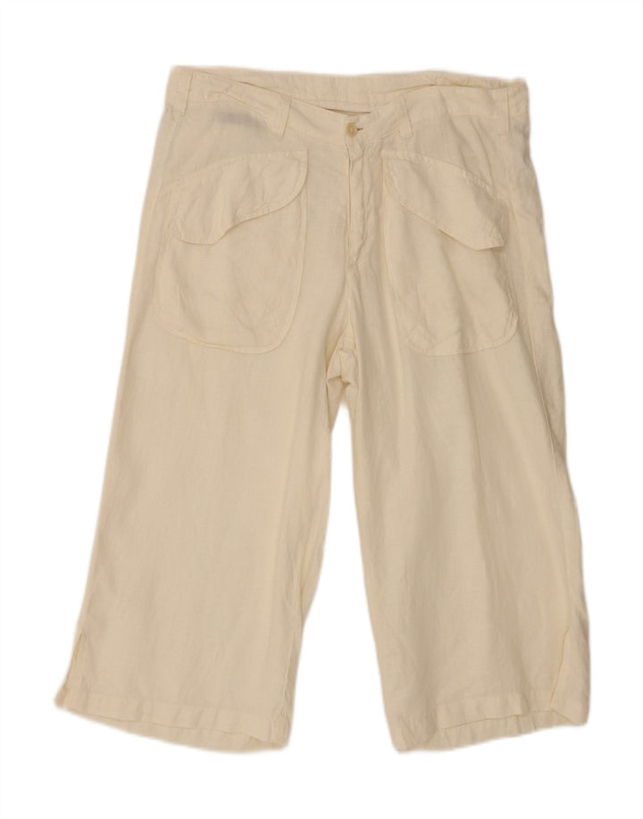 Guess By Marciano Womens Capri Trousers W32 L20 Off White Linen