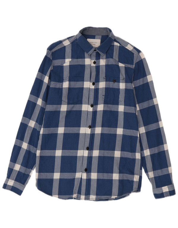 Jack & Jones Mens Slim Fit Flannel Shirt Small Blue Check Cotton