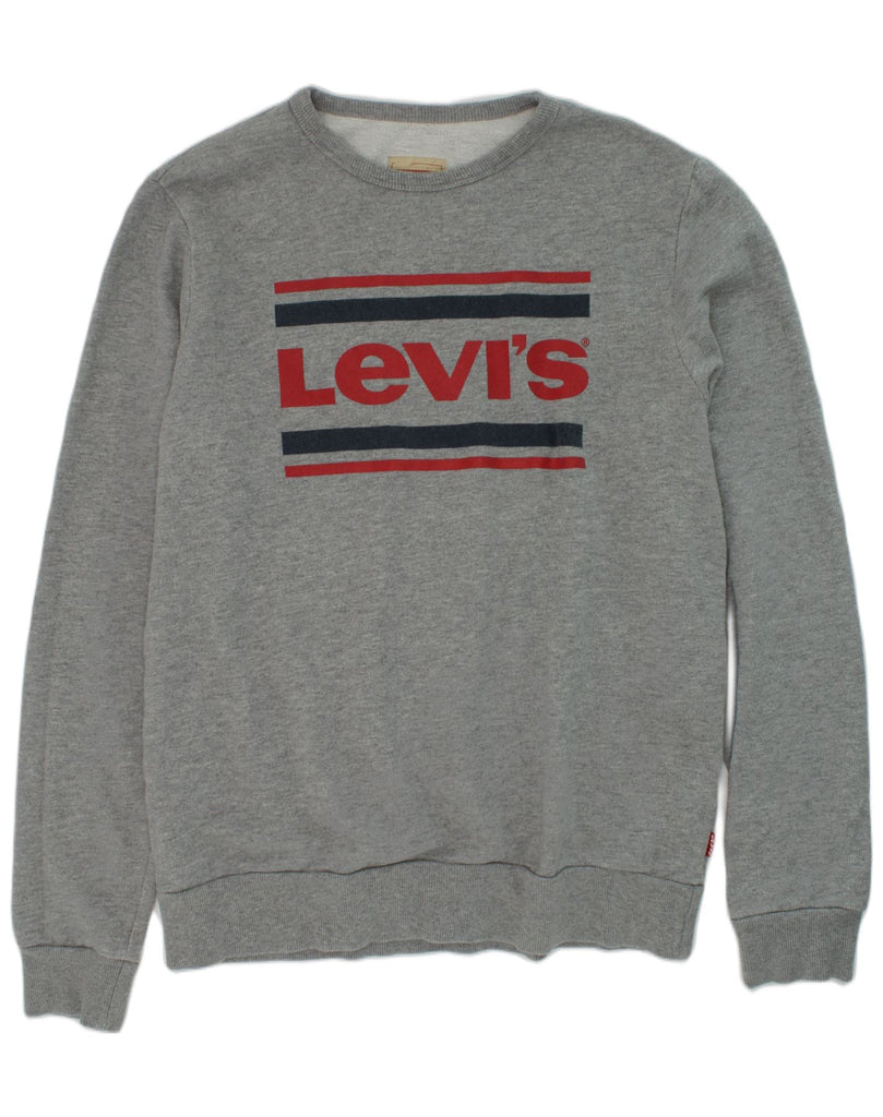 LEVI'S Boys Graphic Sweatshirt Jumper 15-16 Years Grey Cotton | Vintage Levi's | Thrift | Second-Hand Levi's | Used Clothing | Messina Hembry 