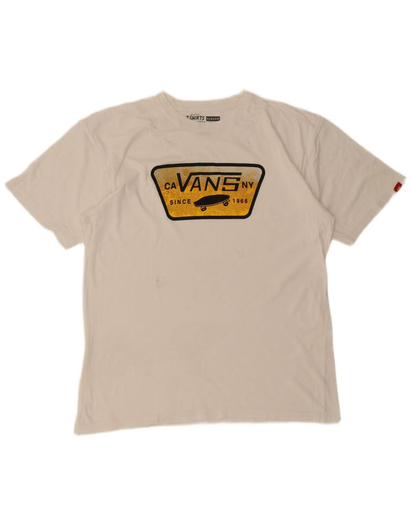 Vans Mens Graphic T-Shirt Top Large White Cotton