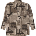 Vintage Mens Graphic Shirt Large Grey Patchwork