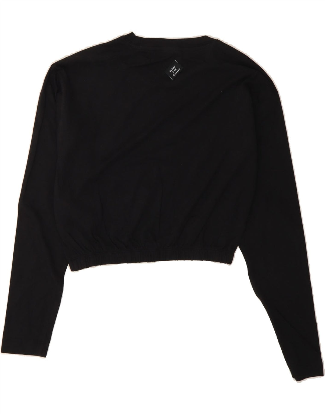 CHAMPION Womens Long Sleeve Crop Top UK 10 Small Black Cotton Vintage Champion and Second-Hand Champion from Messina Hembry 