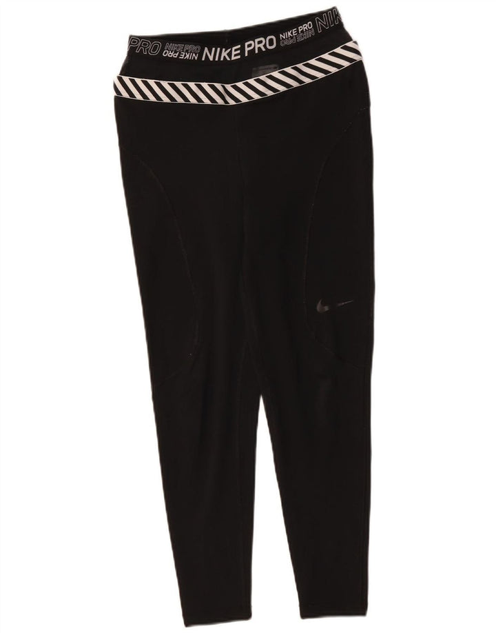 NIKE Womens Graphic Leggings UK 8 Small  Black